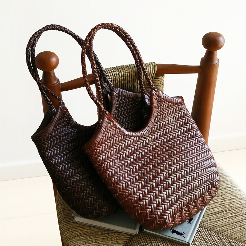 Luxury Bags Vintage - Kadınlar İçin El Dokuması Deri Tote