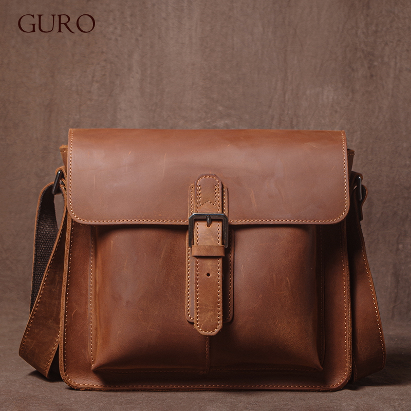 Luxury Bags For Men Brands - GURO lüks marka hakiki deri omuzdan